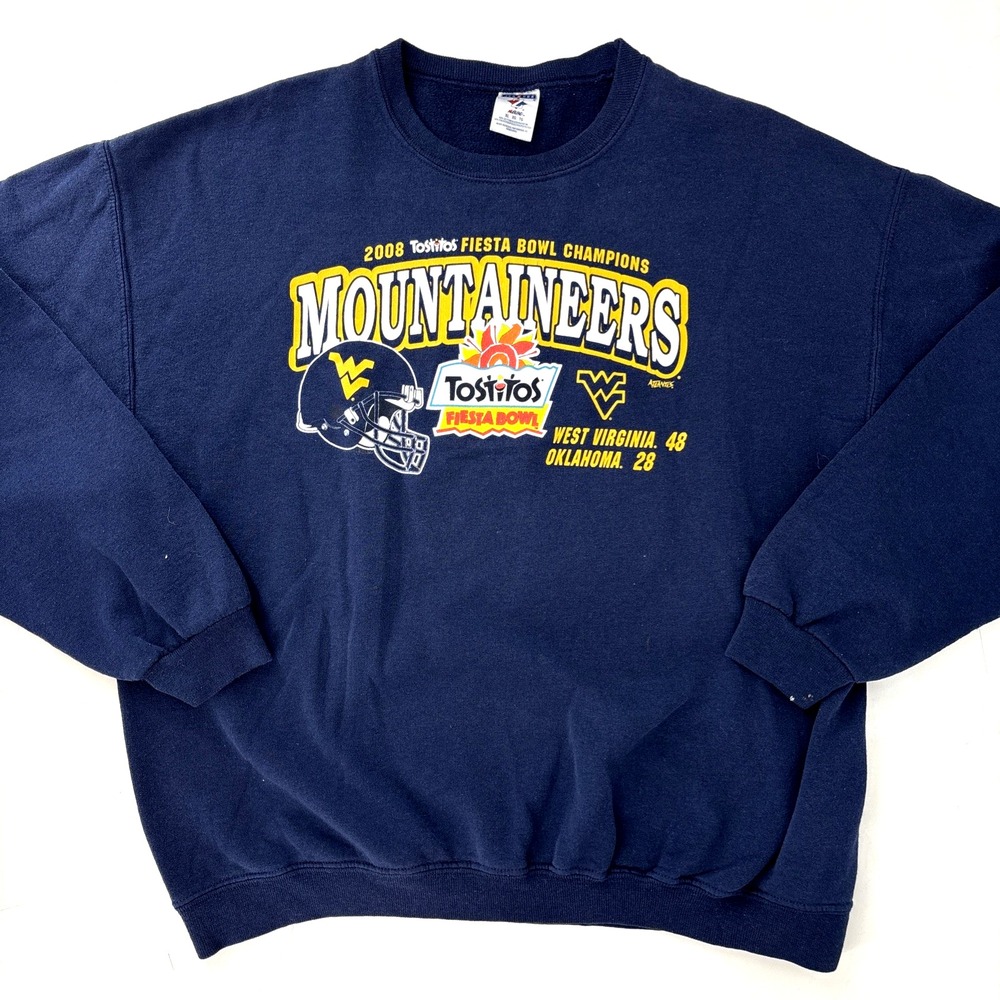 VTG West Virginia Mountaineers 2008 Fiesta Bowl Crew Sweatshirt Football‎ XL